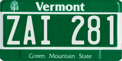 VT license plate ZAI281