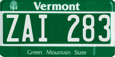 VT license plate ZAI283
