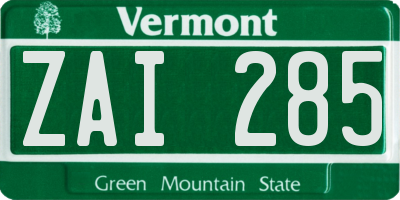 VT license plate ZAI285