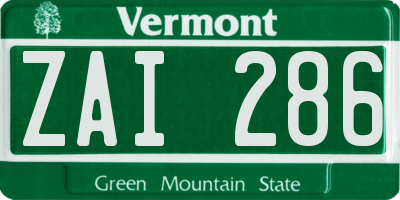 VT license plate ZAI286