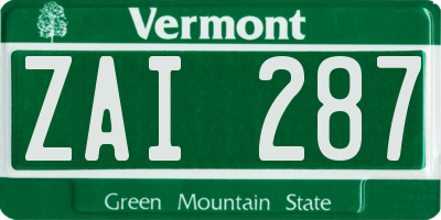 VT license plate ZAI287
