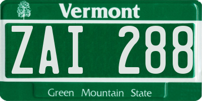 VT license plate ZAI288