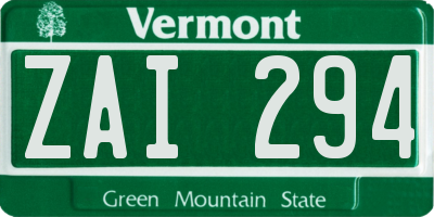 VT license plate ZAI294