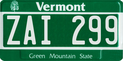 VT license plate ZAI299