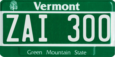 VT license plate ZAI300