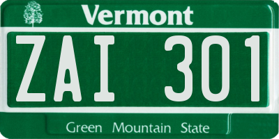 VT license plate ZAI301