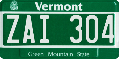VT license plate ZAI304