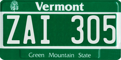 VT license plate ZAI305