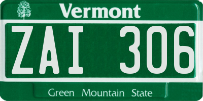 VT license plate ZAI306