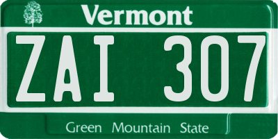 VT license plate ZAI307