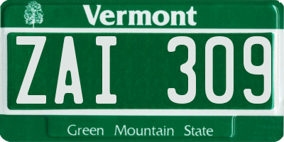 VT license plate ZAI309