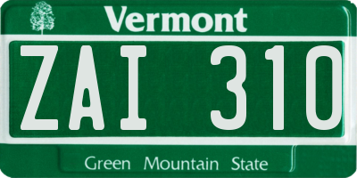 VT license plate ZAI310