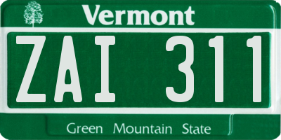VT license plate ZAI311