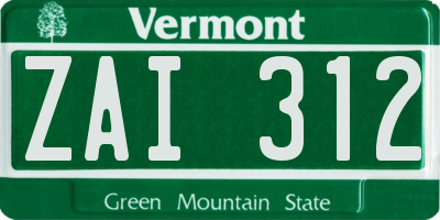 VT license plate ZAI312