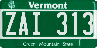 VT license plate ZAI313