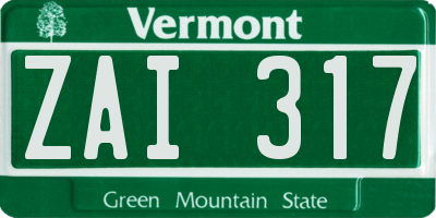 VT license plate ZAI317