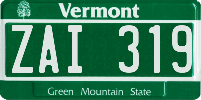 VT license plate ZAI319