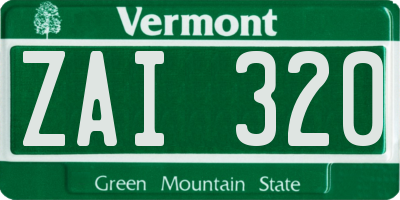 VT license plate ZAI320