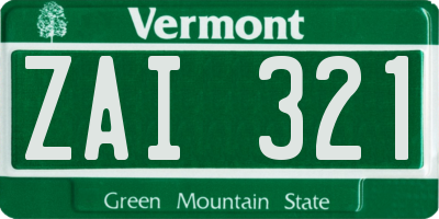 VT license plate ZAI321