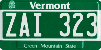 VT license plate ZAI323