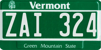 VT license plate ZAI324