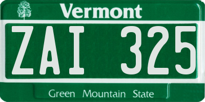 VT license plate ZAI325