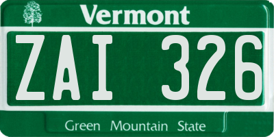 VT license plate ZAI326