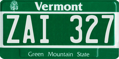 VT license plate ZAI327
