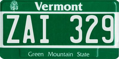 VT license plate ZAI329