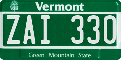 VT license plate ZAI330