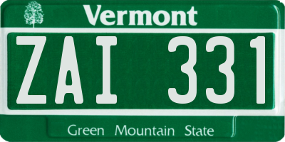 VT license plate ZAI331