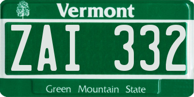 VT license plate ZAI332