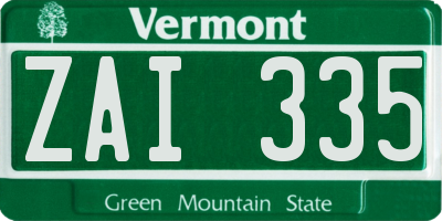VT license plate ZAI335