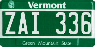 VT license plate ZAI336