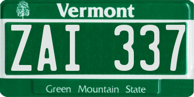 VT license plate ZAI337