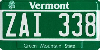VT license plate ZAI338