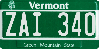 VT license plate ZAI340