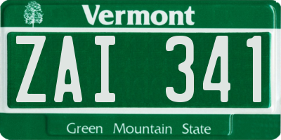 VT license plate ZAI341