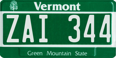 VT license plate ZAI344