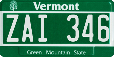 VT license plate ZAI346