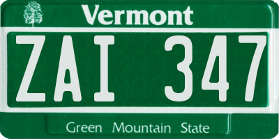 VT license plate ZAI347