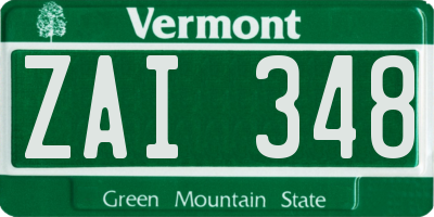 VT license plate ZAI348