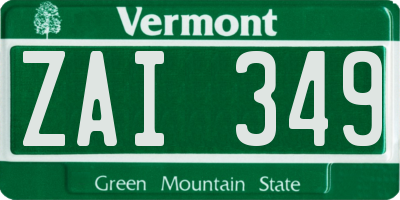 VT license plate ZAI349