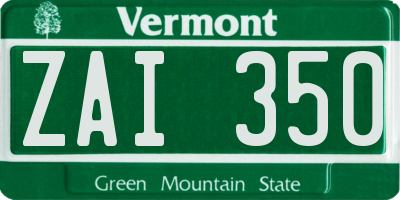 VT license plate ZAI350