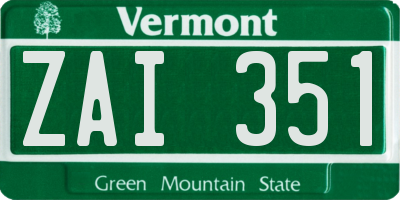 VT license plate ZAI351