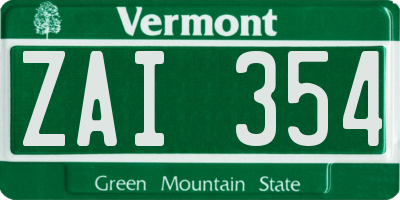 VT license plate ZAI354