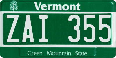 VT license plate ZAI355