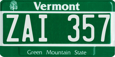 VT license plate ZAI357