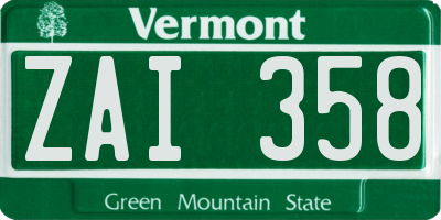 VT license plate ZAI358
