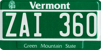 VT license plate ZAI360